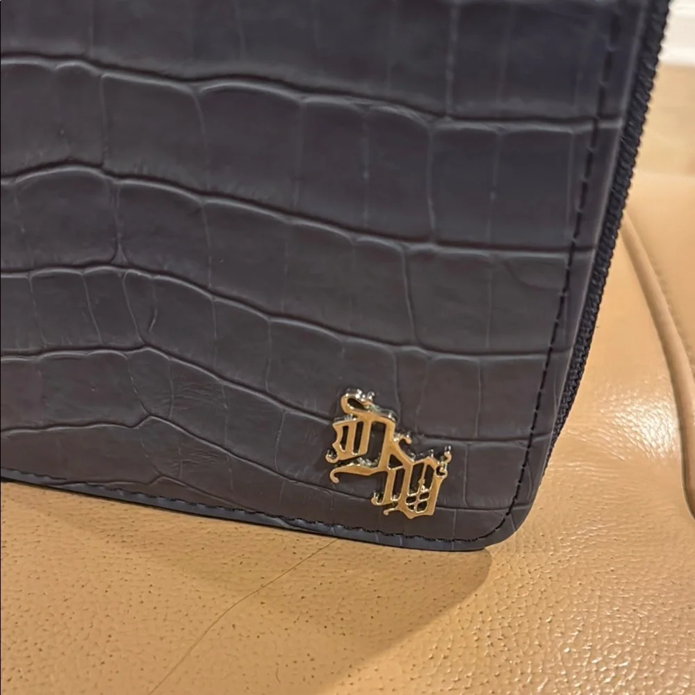 Versace Profumi Blue Crocodile-Embossed Men's Wallet